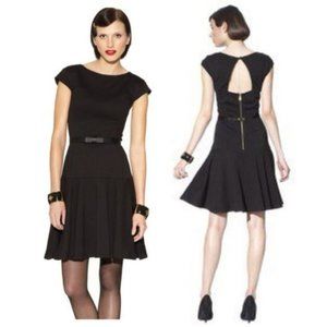 Kate Young for Target Black, Belted, Bow, Cut Out Cocktail Dress, Drop Waist
